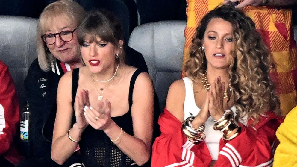 PHOTO: Taylor Swift and Blake Lively attend Super Bowl LVIII in Las Vegas, Feb. 11, 2024.