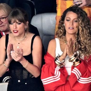 PHOTO: Taylor Swift and Blake Lively attend Super Bowl LVIII in Las Vegas, Feb. 11, 2024.