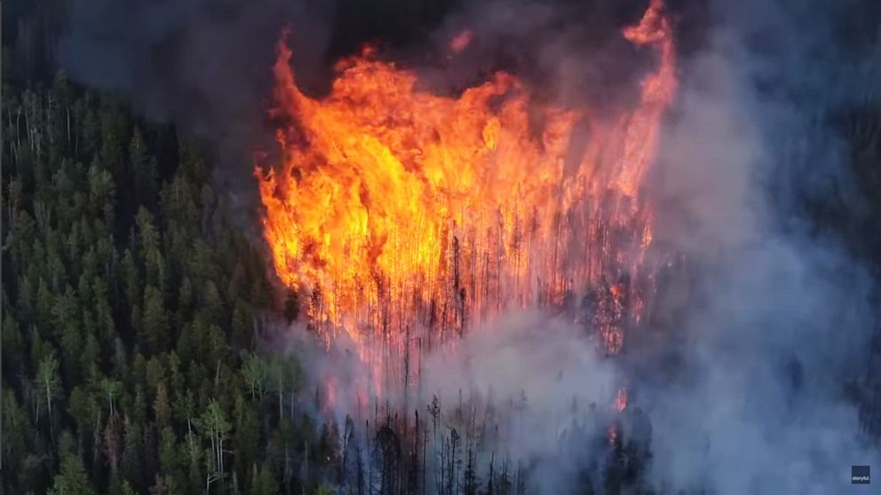 PHOTO: An image made from video shows the Sylvan Fire burning in Eagle County, Colo., on June 22, 2021.