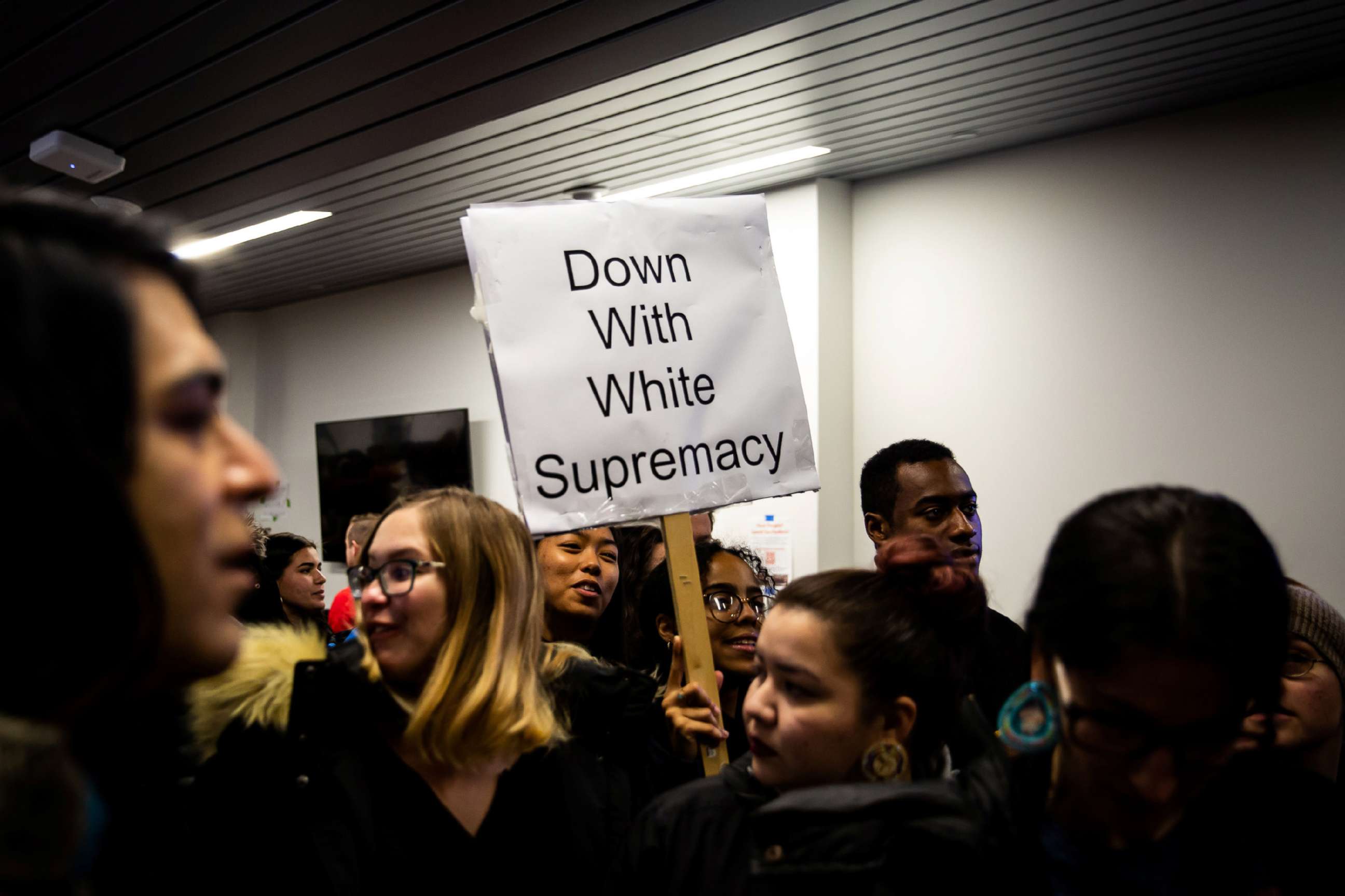 PHOTO: Students rally against white supremacy at Syracuse University in Syracuse, N.Y., Nov. 20, 2019.