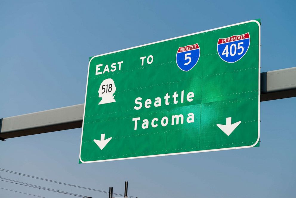 PHOTO: Seattle Tacoma interstate sign.