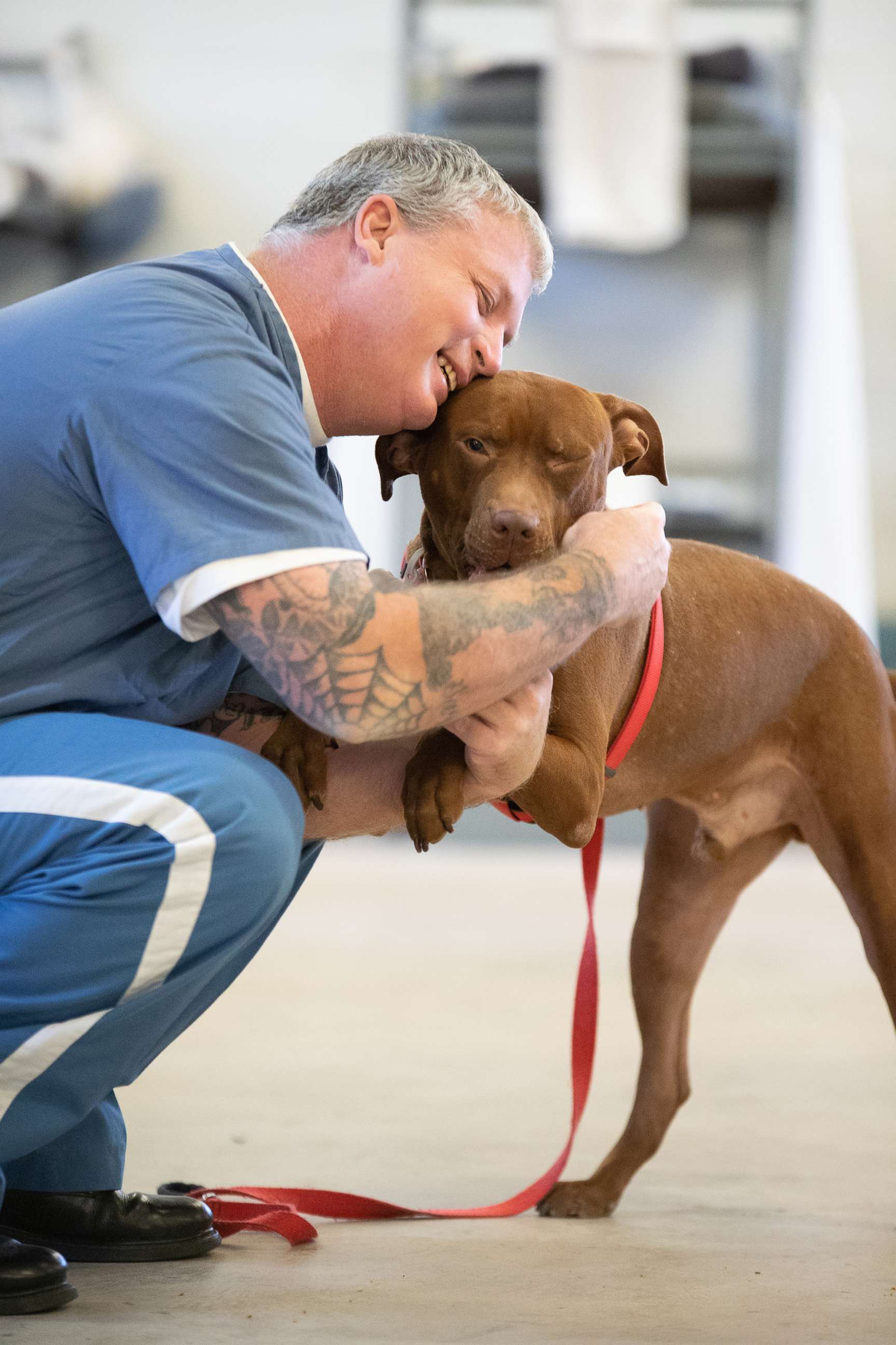 PHOTO: The joy the inmates gain from interacting with the dogs in the TAILS program is almost instantaneous, photographer Adam Goldberg told ABC News. 