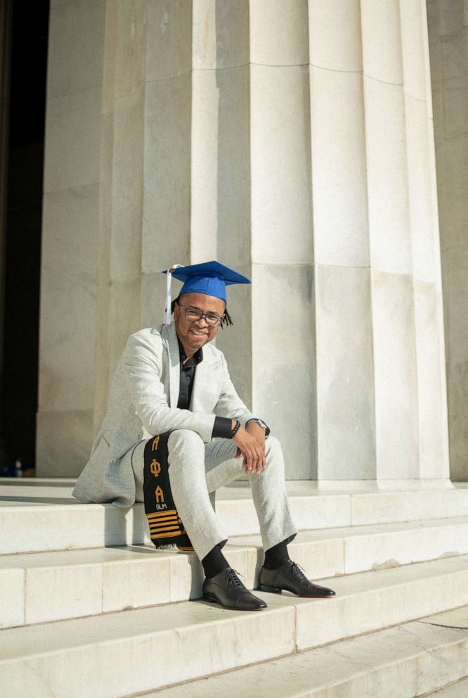 PHOTO: Tamir D. Harper is shown in a graduation photo taken at the Lincoln Memorial in Washington, D.C., in June, 2022.