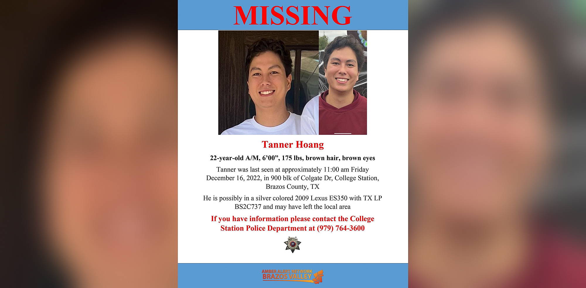 PHOTO: Missing Texas A&M student Tanner Hoang.