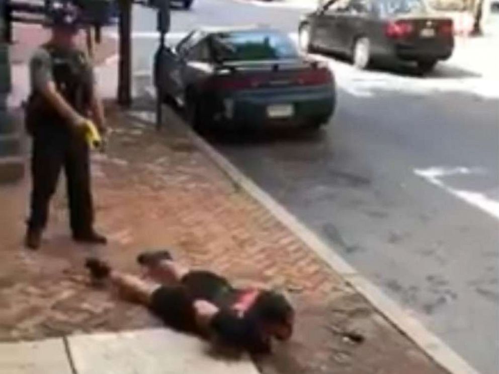 PHOTO: A video grab shows Lancaster Police Officer Philip Bernot tasering Sean Williams.