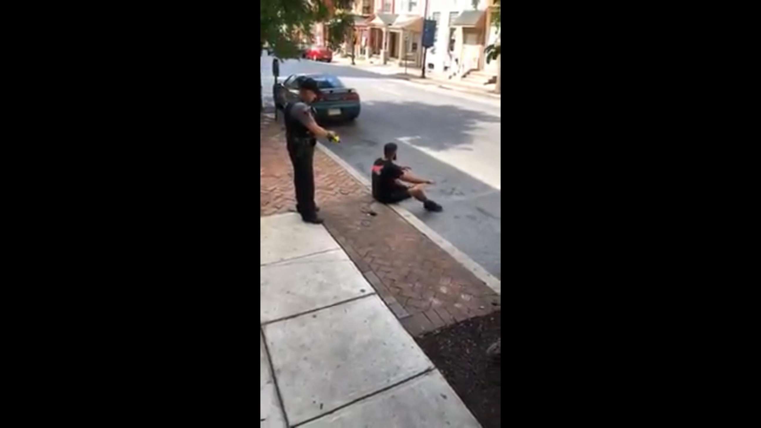 PHOTO: A video grab shows Lancaster Police Officer Philip Bernot tasering Sean Williams.