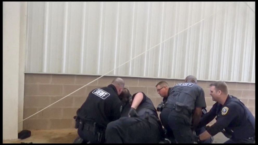 PHOTO: Barrow County deputies restrain Charles Williams III after being shocked with a stun gun.