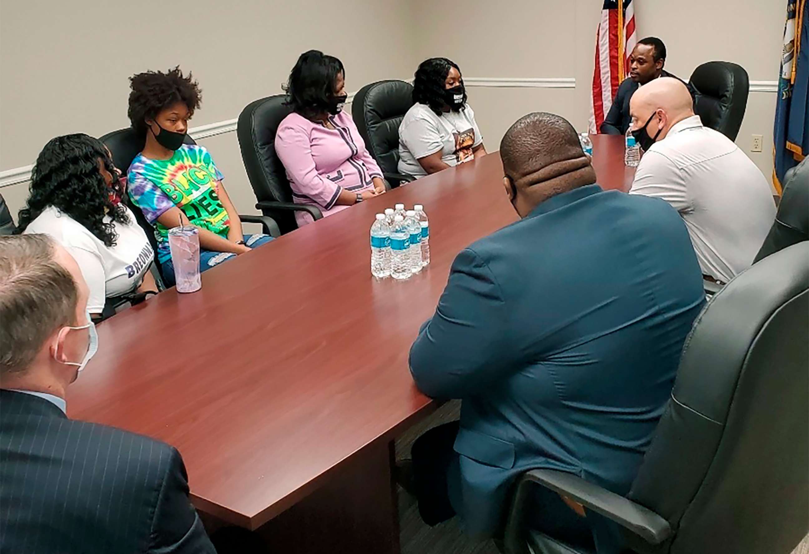 PHOTO: Members of Breonna Taylor's family meet with Kentucky Attorney General Daniel Cameron, Aug. 12, 2020, in Louisville, Ky.