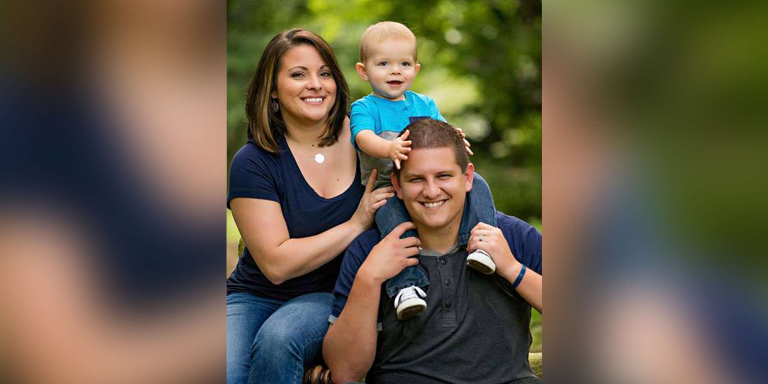 PHOTO: Undated family photo of Taylor Robertson posing with his wife, Holly, and their young son. Robertson was killed Sunday, Aug. 26, 2018, during a shooting at a video game tournament in Jacksonville, Fla.