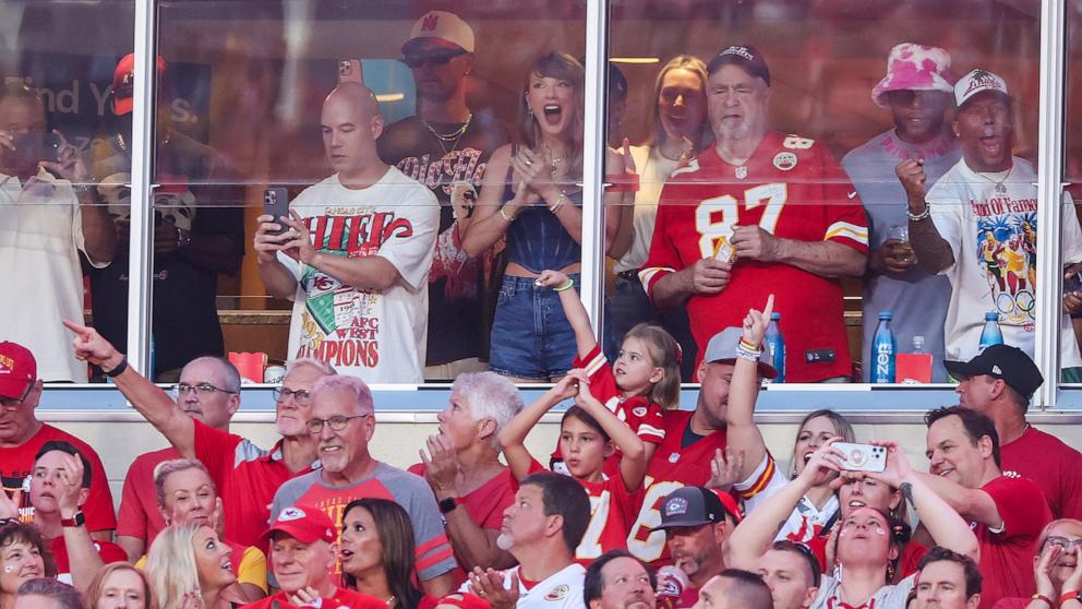 PHOTO: Taylor Swift cheers before the Kansas City Chiefs take on the Baltimore Ravens at GEHA Field at Arrowhead Stadium on Sept. 5, 2024, in Kansas City, Missouri. 