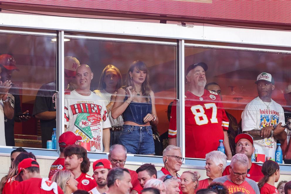 PHOTO: Taylor Swift cheers before the Kansas City Chiefs take on the Baltimore Ravens at GEHA Field at Arrowhead Stadium on Sept. 5, 2024, in Kansas City, Missouri. 