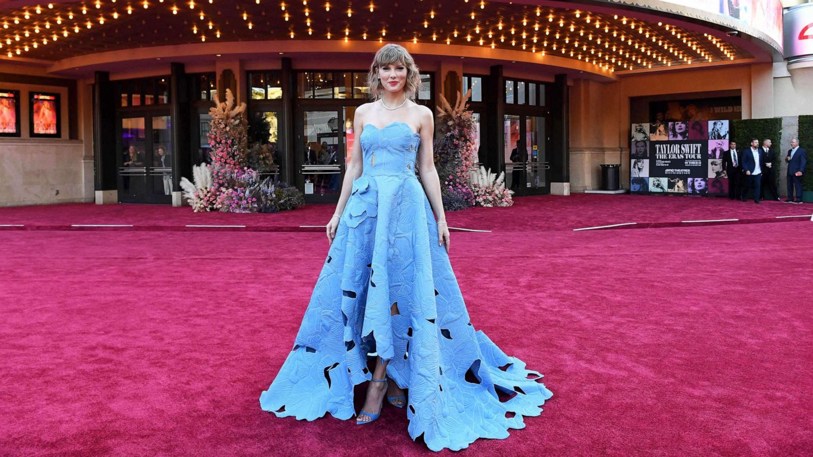 PHOTO: Taylor Swift arrives for the "Taylor Swift: The Eras Tour" concert movie world premiere at the AMC The Grove in Los Angeles, on Oct. 11, 2023.