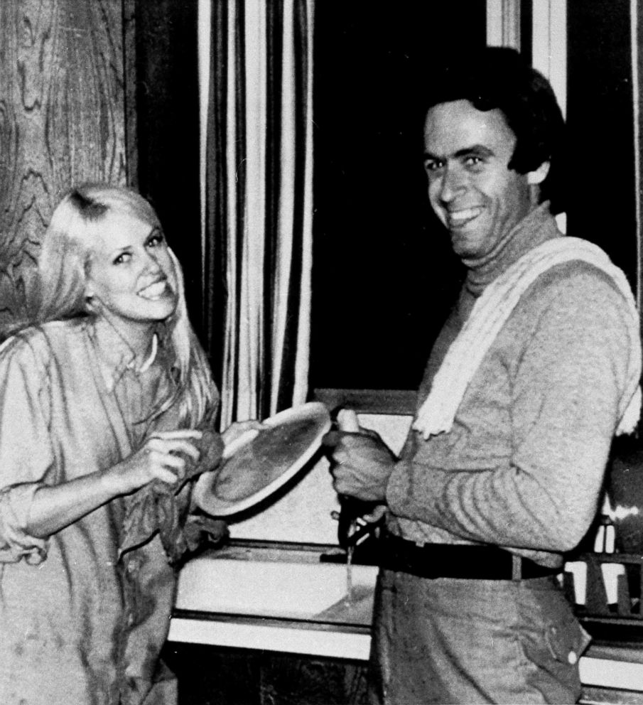 PHOTO: Ted Bundy, right, poses for a snapshot with Carol Bartholomew as he helped with the dishes after a birthday party in Salt Lake City, Utah, in 1975.