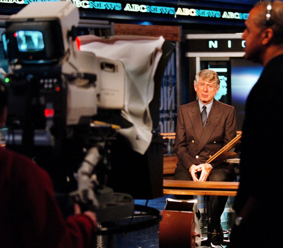 PHOTO: Ted Koppel is seen on set of ABC's "Nightline," March 14, 2000.