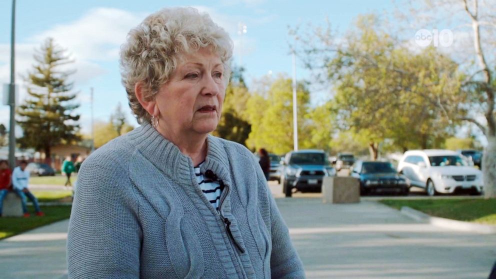 PHOTO: Joy Branco talks to reporters about the accident that killed her grandson, Jacob Hourmouzus, 17, near Dixon, Calif., on April 1, 2019.