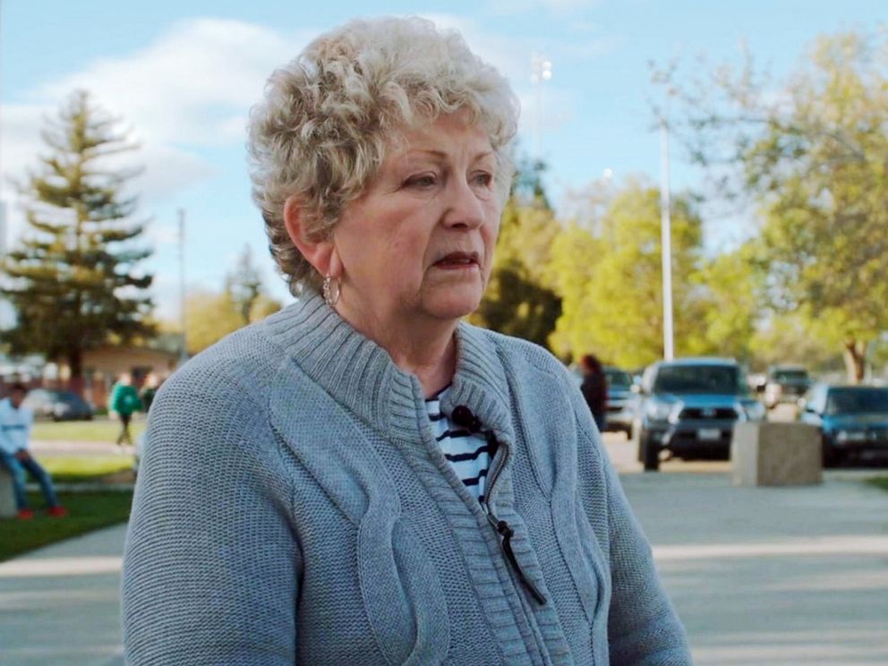 PHOTO: Joy Branco talks to reporters about the accident that killed her grandson, Jacob Hourmouzus, 17, near Dixon, Calif., on April 1, 2019.