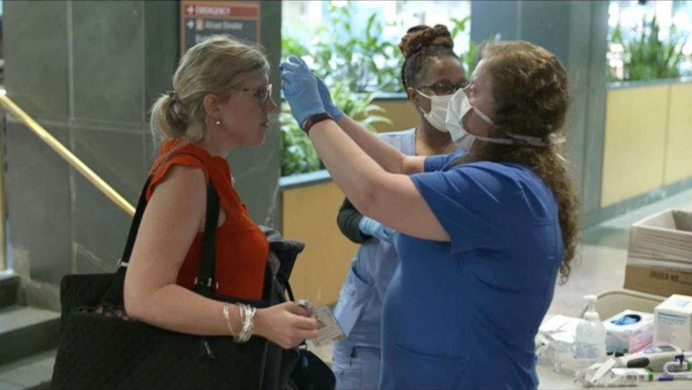 PHOTO: Temperature testing at Ochsner Hospital.