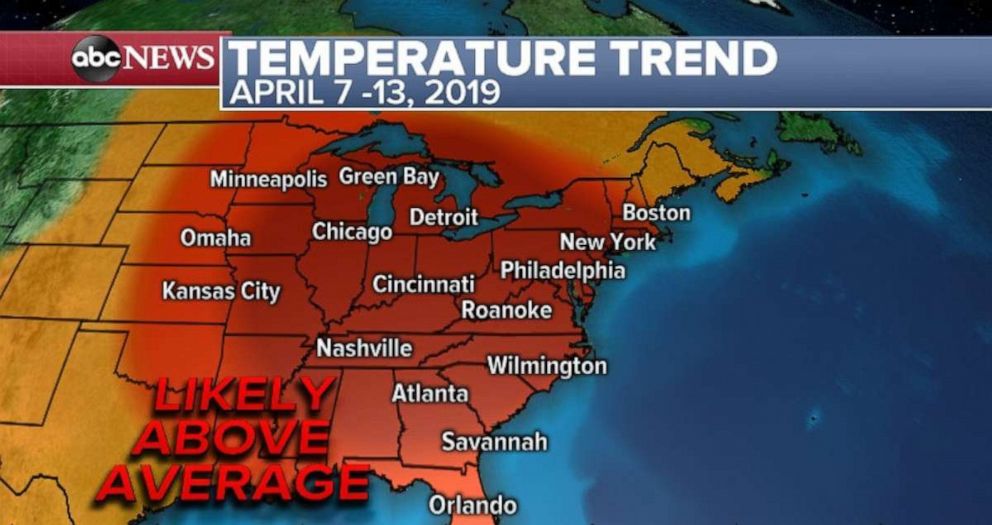 PHOTO: Temperatures will likely be above average for most of the eastern U.S. in the first two weeks of April.