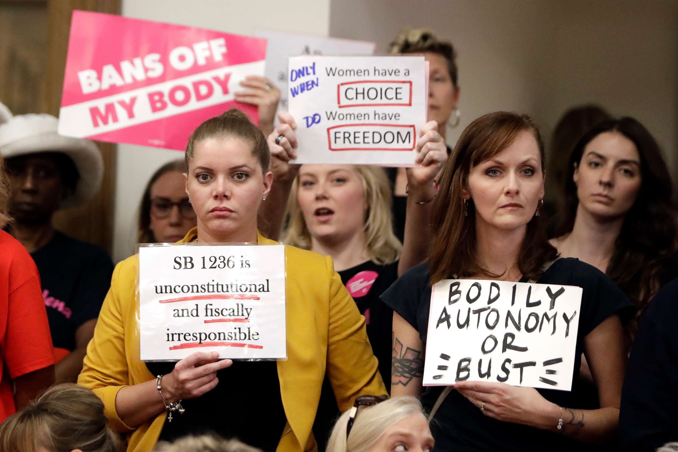 PHOTO: People wait for a Senate hearing to begin to discuss a fetal heartbeat abortion ban, or possibly something more restrictive in Nashville, Tenn., Aug. 12, 2019.