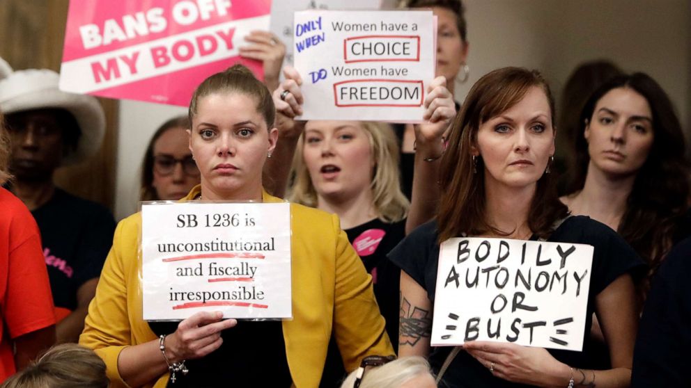 PHOTO: People wait for a Senate hearing to begin to discuss a fetal heartbeat abortion ban, or possibly something more restrictive in Nashville, Tenn., Aug. 12, 2019.