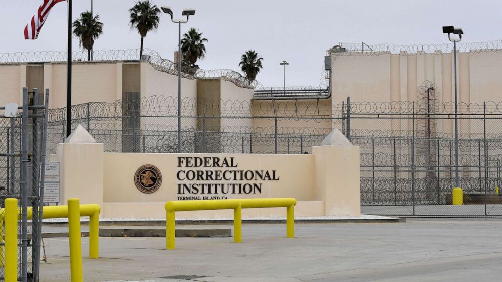 PHOTO: In this April 29 2020, file photo, the Terminal Island Federal Correctional Institution is shown in San Pedro, Calif.