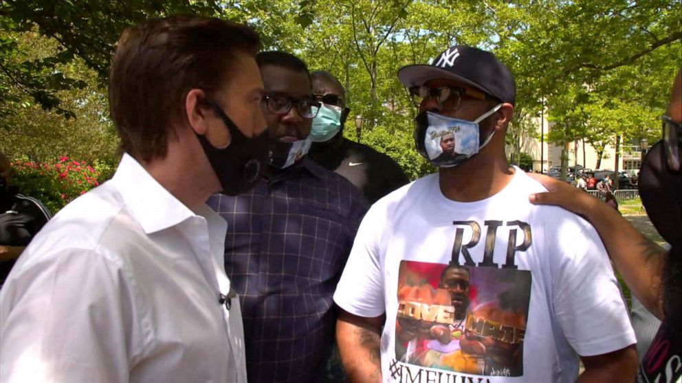 PHOTO: Terrence Floyd speaks to ABC News' David Muir in Brooklyn, New York, where Floyd spoke at a vigil held by thousands for his brother George.
