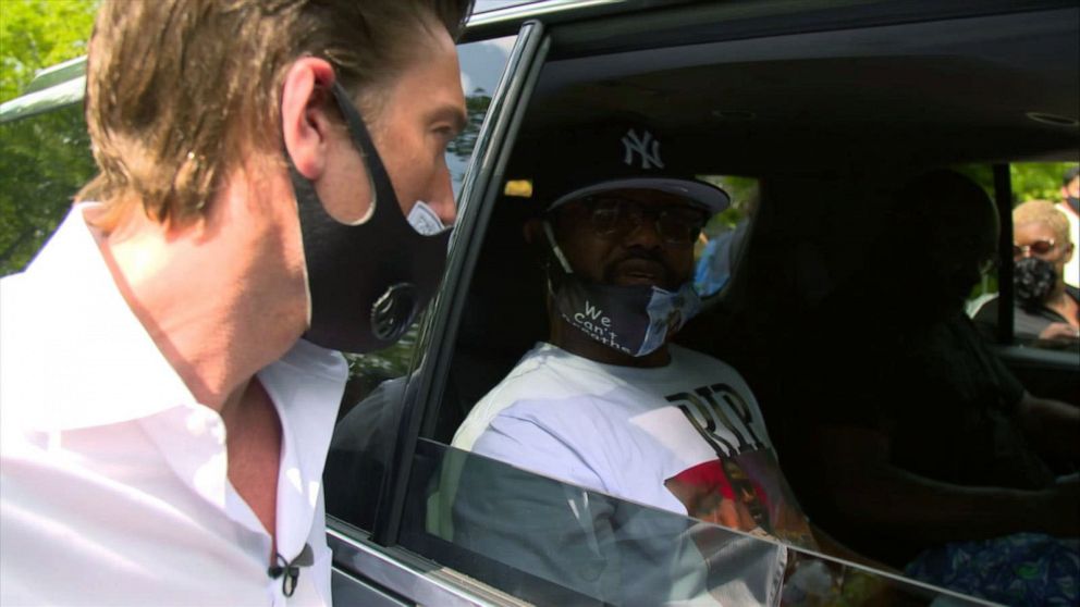 PHOTO: Terrence Floyd speaks to ABC News' David Muir in Brooklyn, New York, where Floyd spoke at a vigil held by thousands for his brother George.
