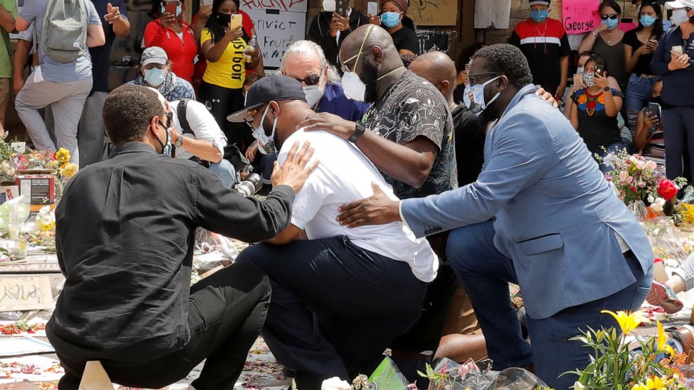 PHOTO: Terrence Floyd, brother of George Floyd, reacts at a makeshift memorial honouring George Floyd, at the spot where he was taken into custody, in Minneapolis, Minnesota, June 1, 2020.