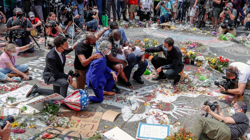 PHOTO: Terrence Floyd visits the site near where his brother George was taken in Minneapolis police custody and later died, in Minneapolis, June 1, 2020.