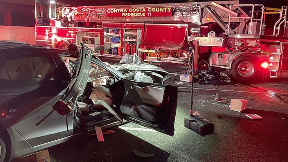 PHOTO: The driver of a Tesla died in a crash on Feb. 18, 2023, Walnut Creek, California.
