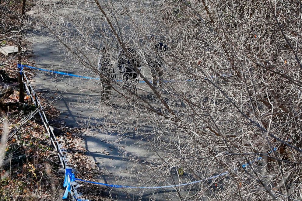 PHOTO: New York City Police Dept. officers work a crime scene in Morningside Park along Manhattan's Upper West Side, Dec. 12, 2019, in New York.