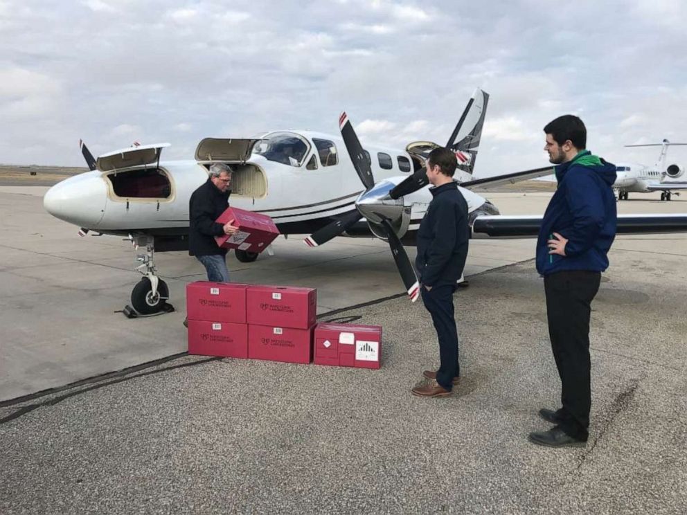 PHOTO: Volunteers with Angel Flight Northeast bring coronavirus test kits to Minnesota.
