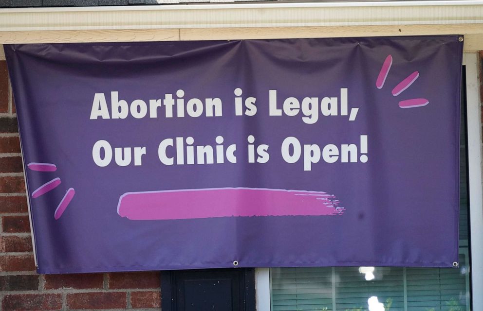 PHOTO: A signs hangs outside the Whole Women's Health Clinic in Fort Worth, Texas, Sept. 1, 2021.
