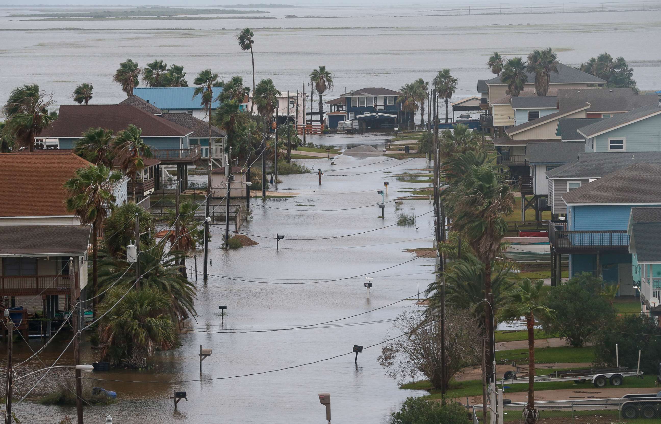 PHOTO: Some roads remain flooded in Surfside Beach, Texas, after tropical depression Beta made landfall overnight, Sept. 22, 2020.