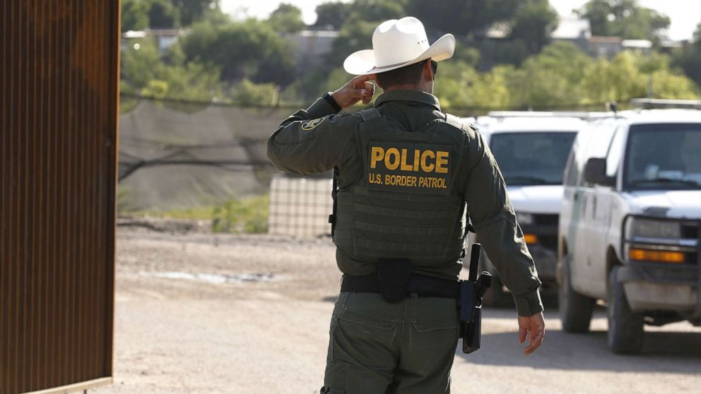 PHOTO: In this May 26, 2022, file photo, a Border Patrol agent looks on in Eagle Pass, Texas.