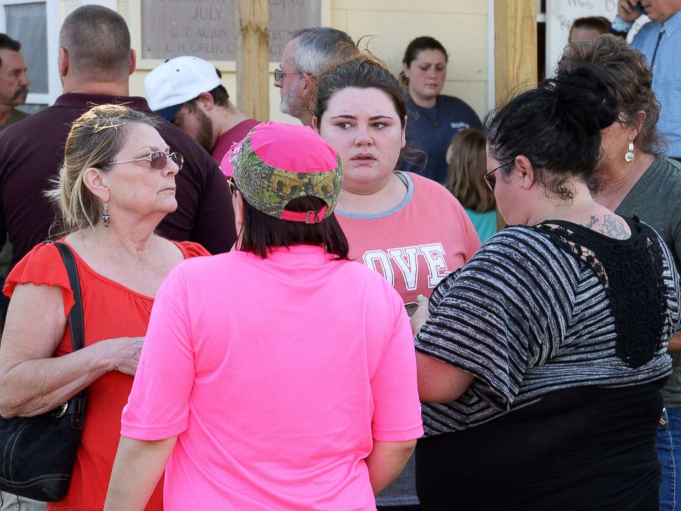PHOTO: Families gather at the community center awaiting news about the First Baptist Church shooting in Sutherland Springs, Texas, Nov. 5, 2017.