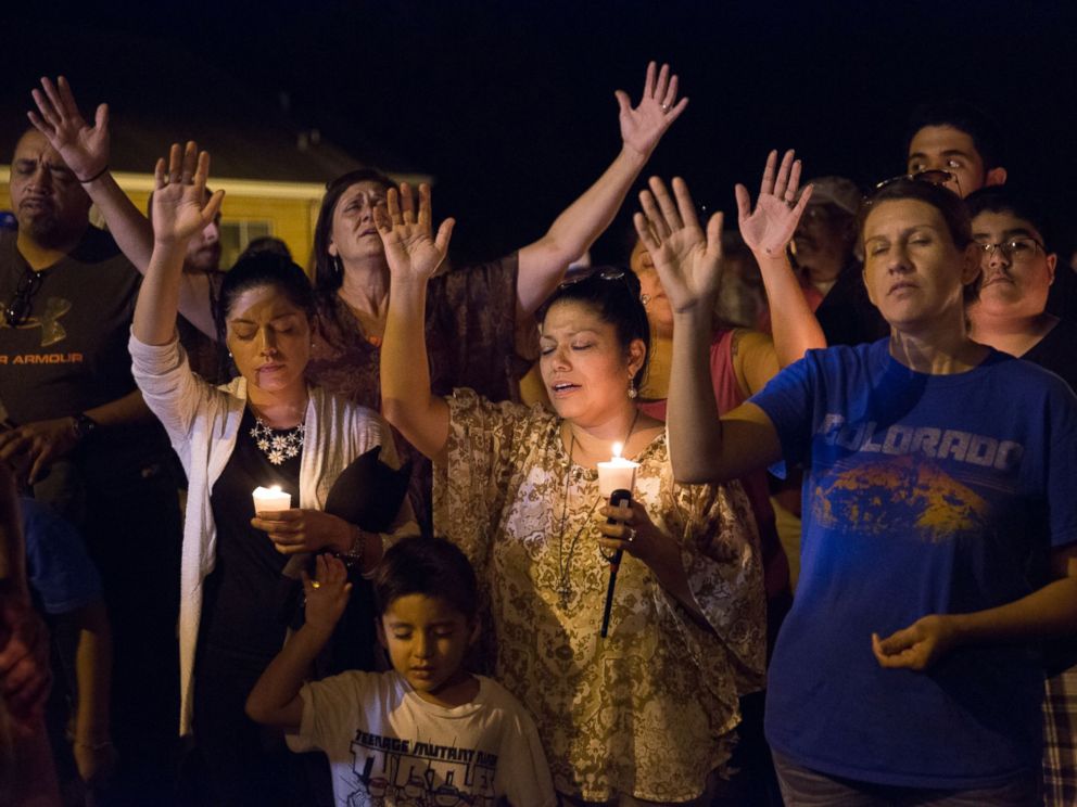 PHOTO: A candlelight vigil is observed on Nov. 5, 2017, following the mass shooting at the First Baptist Church in Sutherland Springs, Texas.