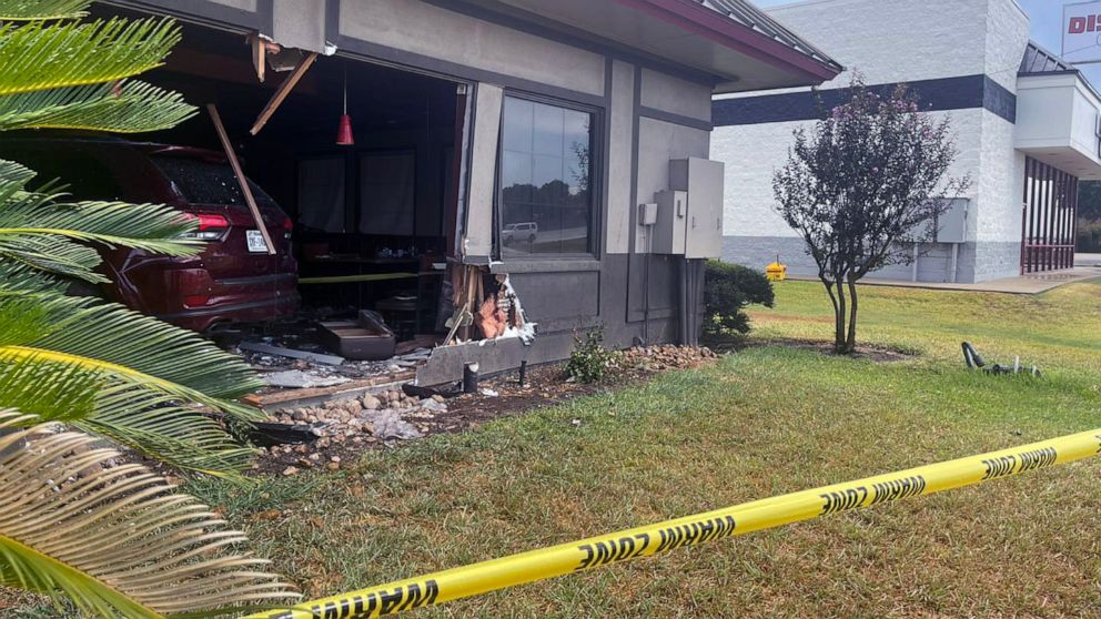 PHOTO: Police released this photo after a car crashed into a Denny's in Rosenberg, Texas on September 4, 2023.