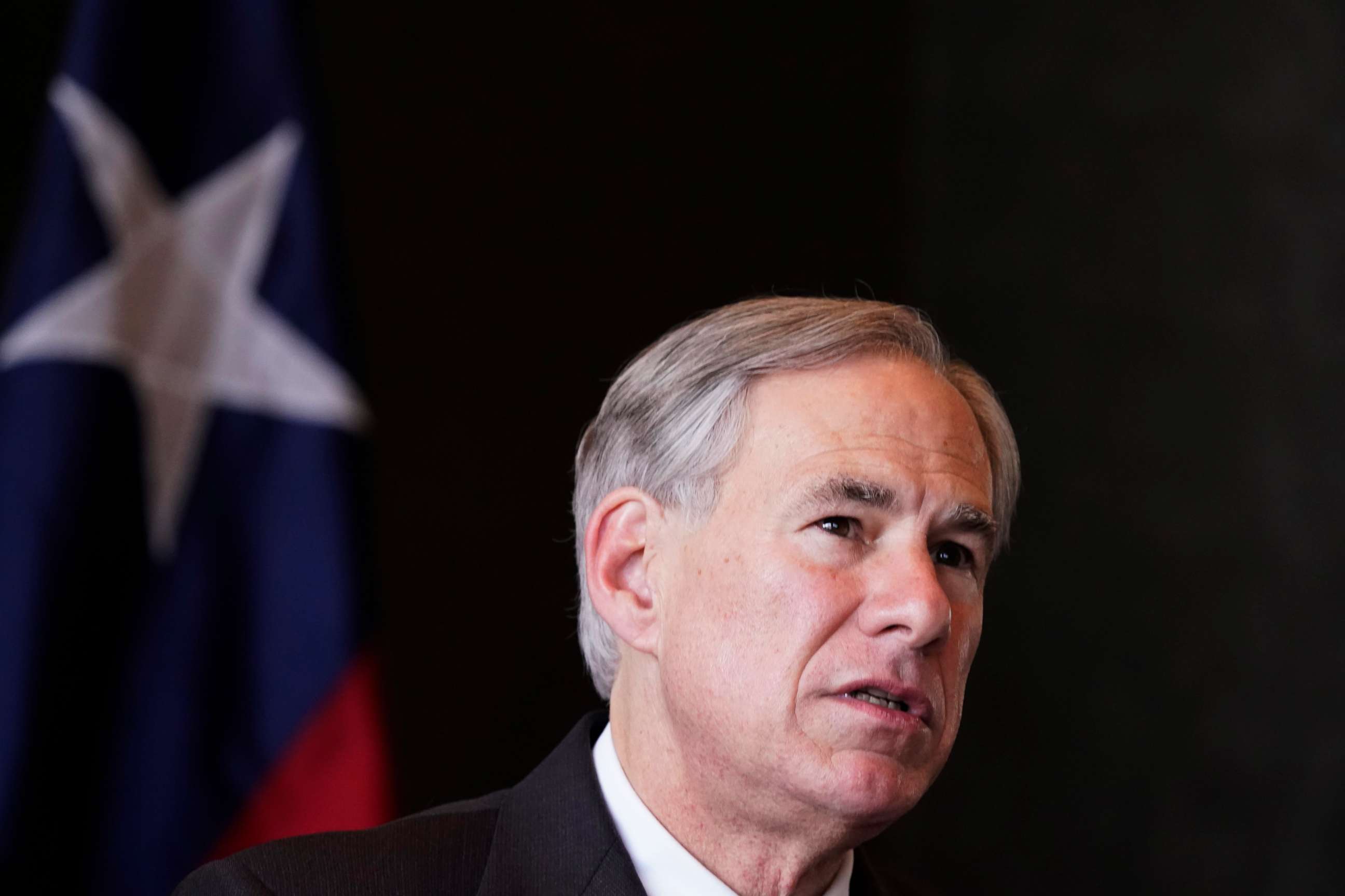 PHOTO: Texas Gov. Greg Abbott speaks about migrant children detentions during a press conference in Dallas on March 17, 2021.