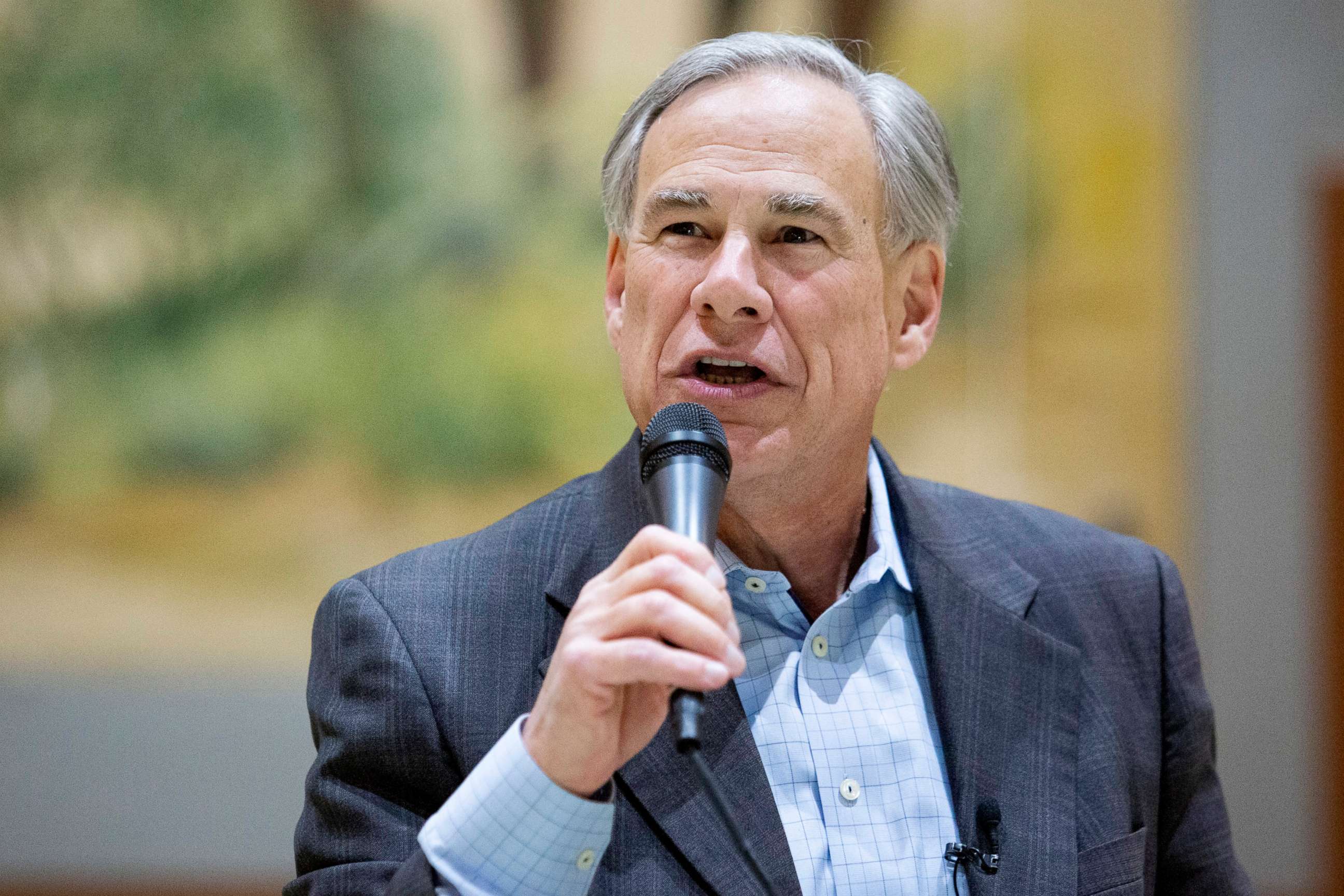 PHOTO: Texas Gov. Greg Abbott speaks at the Copper Rose in downtown Odessa, Texas, on Feb. 14, 2022.