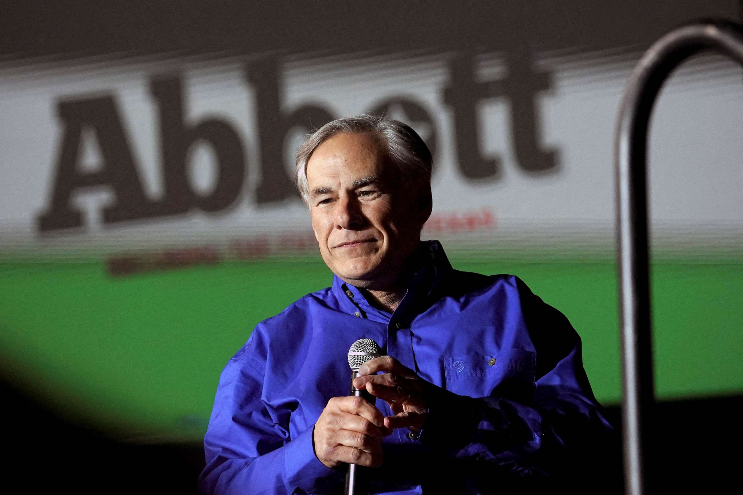 PHOTO: FILE - Texas Governor Greg Abbott speaks during a rally, in Conroe, Texas, Jan. 29, 2022.