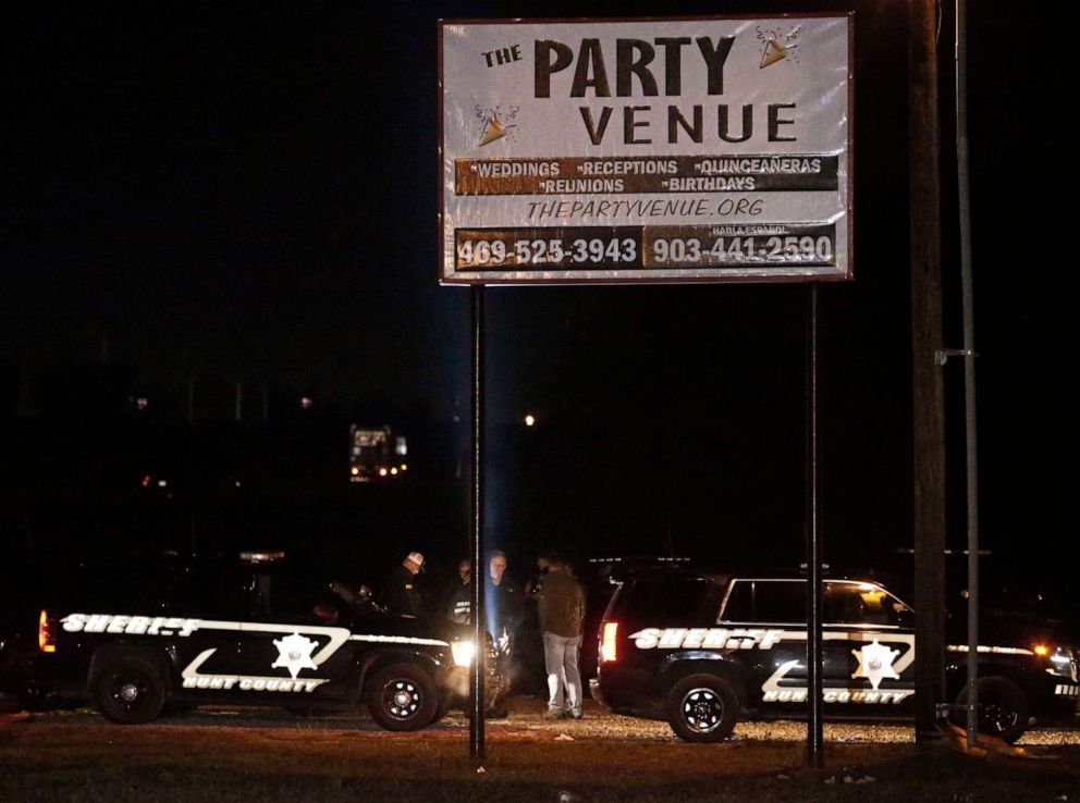PHOTO: Police vehicles sit outside the Party Venue after a shooting in Greenville, Texas, Oct. 27, 2019.

