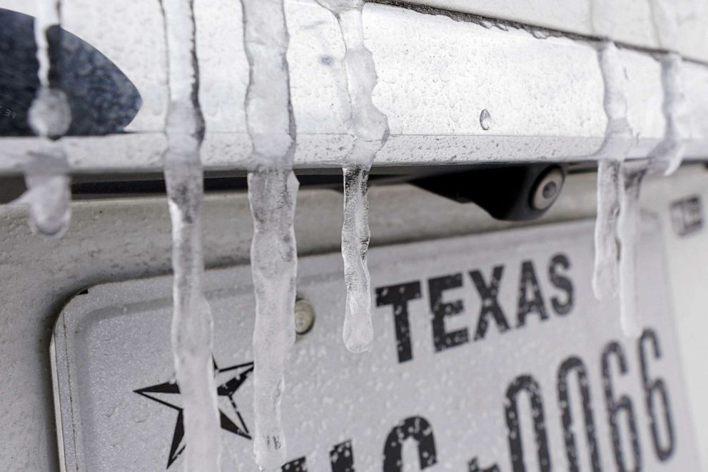 PHOTO: Icicles hang on the back of a vehicle, Feb. 15, 2021, in Houston.