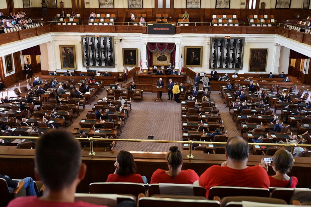 PHOTO: Attendees look on as the Texas House of Representatives convenes a third special legislative session for controversial legislative items at the State Capitol in Austin, Texas, Sept. 20, 2021.