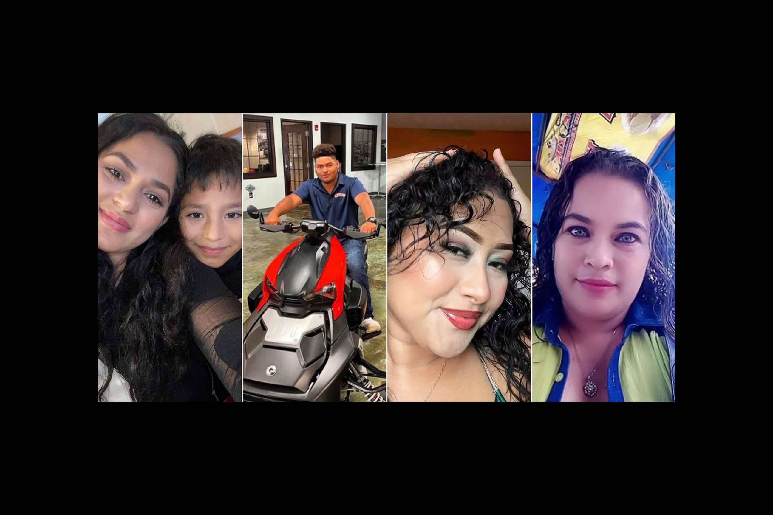 PHOTO: From left to right pictures of victim of mass shooting in Cleveland, Texas are seen in this split picture: Daniel Enrique Lazo Guzmán, Sonia Argentina Guzmán Taibot, Josué Jonatan Cáceres, Diana Velasquez Alvarado, and Obdulia Molina Rivera