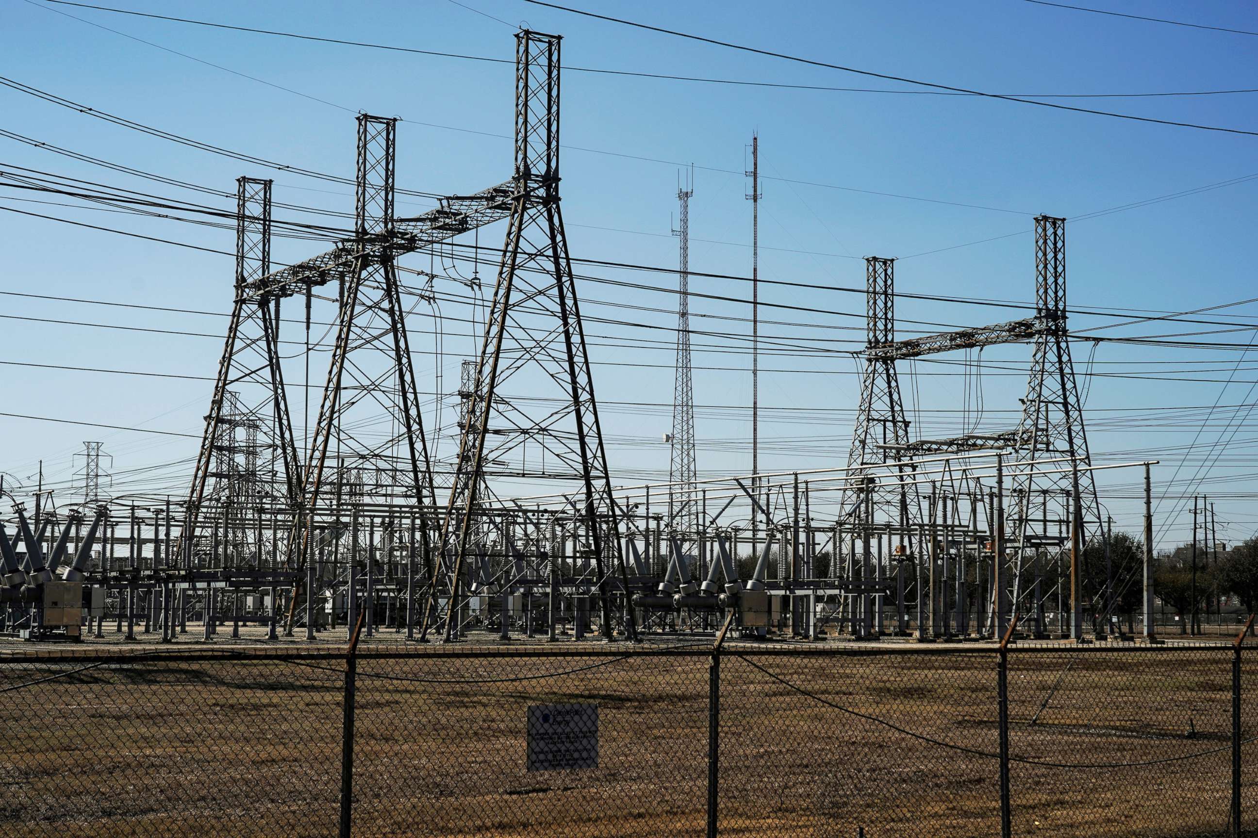 PHOTO: An electrical substation is seen after winter weather caused electricity blackouts in Houston, Texas, Feb. 20, 2021.