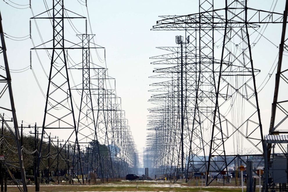 PHOTO: Power lines in Houston, Feb. 16, 2021.