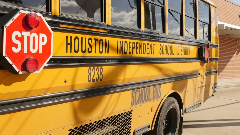 PHOTO: A school bus is seen outside Condit Elementary School in Bellaire, Texas, on Dec. 16, 2020.