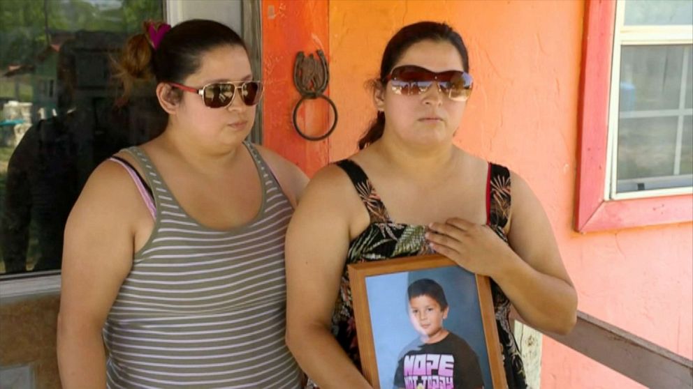 PHOTO: Evadulia Orta, mother of Rojelio Torres, a victim in the shootings at Robb Elementary School holds a photo of her son as she is interviewed with her sister by ABC News, Uvalde, Texas, May 26, 2022.