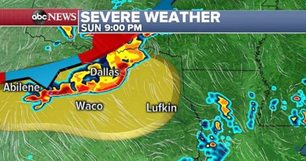 PHOTO: Dallas and Waco, Texas, are at risk for severe weather on Sunday night.